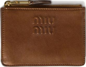 Miu Miu Portacarte con logo goffrato - Marrone
