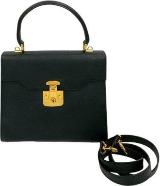 Gucci Pre-owned Handbags, female, Black, Size: ONE SIZE Pre-owned Vintage Leather Handbag