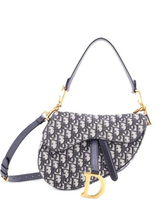 Dior Saddle Handbag with Strap Oblique Canvas Medium shoulder bag - Blue
