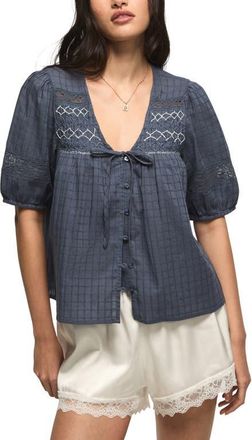 Lucky Brand Smock Button-Up Top in Vintage Indigo at Nordstrom, Size X-Large