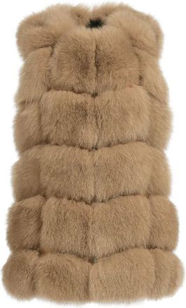 Wanan Luxury Classy Camel Vest in Fox Fur
