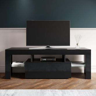 Elegant Lighting Elegant - Modern tv Unit Stand High Gloss Black with rgb led Lights 130cm Cabinet