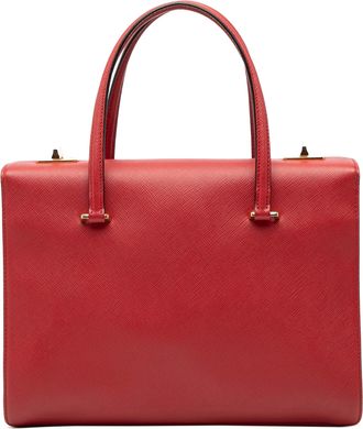 Prada Pre-owned Womens Saffiano Turnlock Handbag - Poppy Leather - One Size