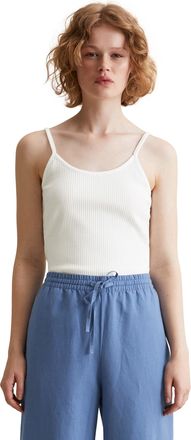 Marc O'Polo Denim Spaghettitop MARC OPOLO DENIM, Damen, Gr. L, weiss (silky wei&szlig;), Rippware, Obermaterial: 96% Baumwolle, 4% Elasthan, slim fit, tiefer Rundhals, Tops S