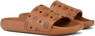 MCM Womens Monogram Print Rubber Slides in Cognac at Nordstrom, Size 39