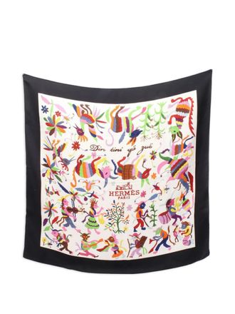 Hermès 2000s Carres floral-print silk scarf - White