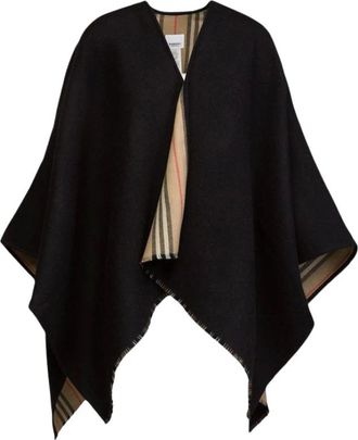 Burberry Capa de Lana Reversible con Raya Ic&oacute;nica - Accessories - Mujer - Negro - ONE SIZE