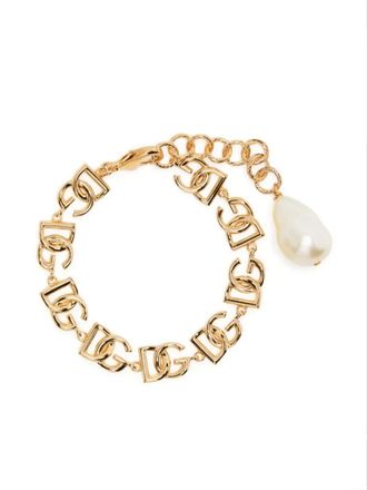 Dolce & Gabbana logo-plaque polished-finish bracelet - women - Sterling Silver Plated Brass - One Size