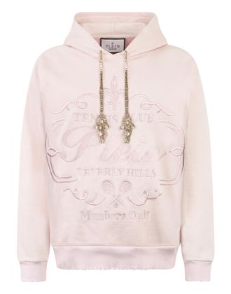 Philipp Plein Washed Hoodie Tennis Club Crystals
