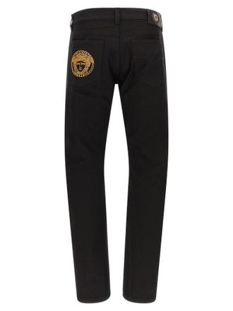 Versace Medusa Embroidery Jeans - Black