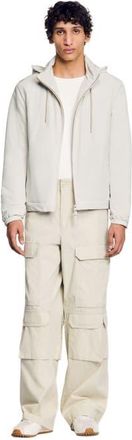Sandro Zip-up hooded jacket in Aluminum at Nordstrom, Size Xx-Large