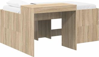 vidaXL Cama Alta Para Ni&ntilde;os Con Escritorio Roble Sonoma 80 X 160 Cm Vidaxl