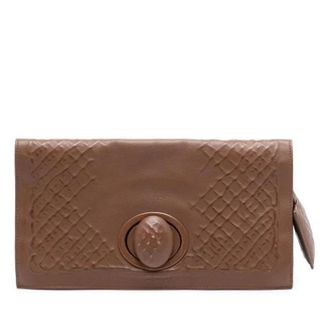 Bottega Veneta Pre-owned Clutches, female, Brown, Size: ONE SIZE Pre-owned Embossed Leather Clutch