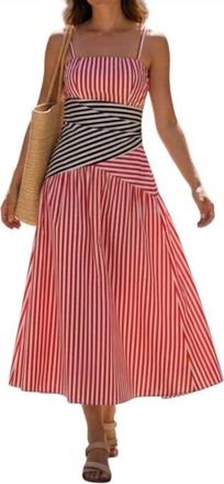 French Connection Striped Midi Dress In Red