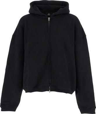 Represent Black Sweatshirt With Logo Embroidery On The Hood And Dropped Shoulders In Cotton Man