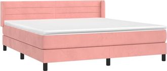 vidaXL Cama Box Spring Con Colch&oacute;n Terciopelo Rosa 160x200 Cm Vidaxl