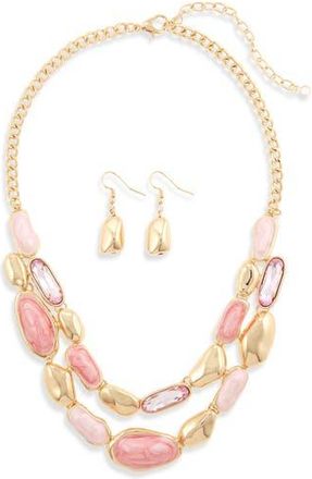Tasha Pebble Link Collar Necklace & Earrings Set in Pink at Nordstrom Rack