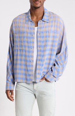 Represent Santa Monica Flannel Button-Front Shirt in Drift Blue at Nordstrom, Size Xx-Large