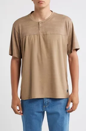Brixton Journey Tiger Camo Short Sleeve Henley in Desert Tiger Camo at Nordstrom, Size Xx-Large