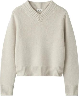 Soft Goat Gebreide Chunky V-hals - Dames - V-hals truien - Beige - M - Kasjmier - Truien & Vesten