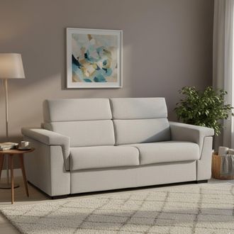 Dmora Sof&aacute; Cama 3 Plazas Benedetto, Desenfundable, Con Almacenamiento Made In Italy, Lavable, 225x95 Cm Gris Claro
