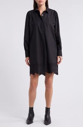 Rails Fernanda Eyelet Long Sleeve Shirtdress in Black Eyelet at Nordstrom Rack, Size Xx-Small