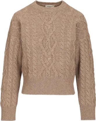 Max Mara Gevlochten trui met ronde hals - Dames - Ronde hals truien - Bruin - S - Truien & Vesten