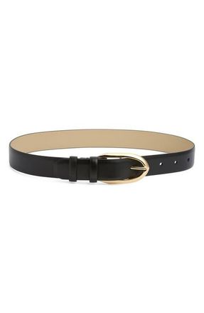 Givenchy Round Buckle Leather Belt in 001-Black at Nordstrom, Size 70