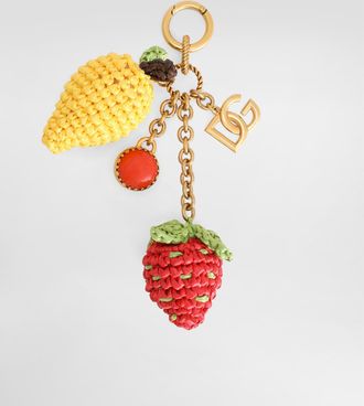 Dolce & Gabbana Metal And Rafia Keychain - Woman Bag Accessories And Straps Multicolor Onesize