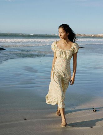 Nobody's Child Butter Yellow Ditsy Floral Jemima Midi Dress