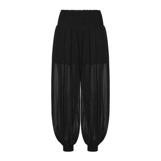 Pinko Wide Trousers, female, Black, Size: M Bore Pantalone Voile Viscosa