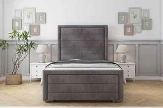 Sloomy Ashford Naples Frame-Mattress - 50 Upholstered Headboard in Grey | Size: King