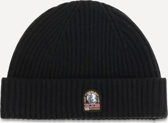 Parajumpers Beanie in ribbed knit with logo Male L-XL