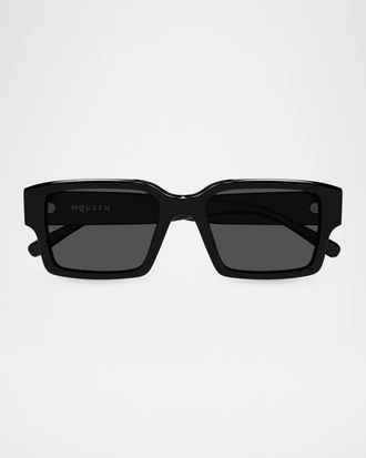 Alexander McQueen Men & apos;s AM0579S Flat Acetate Recycled Acetate Square Sunglasses