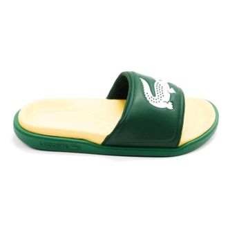 Lacoste Mens Croco Dualiste Slide Sandal In Green