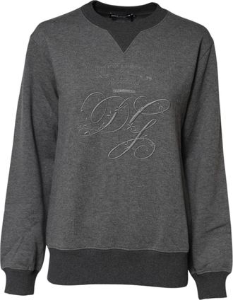 Dolce & Gabbana Gray DG Logo Embroidered Pullover Womens Sweater