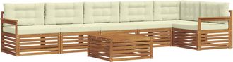 vidaXL Conjunto De Sof&aacute;s De Exterior 7 Uds. Natural Y Crema Vidaxl