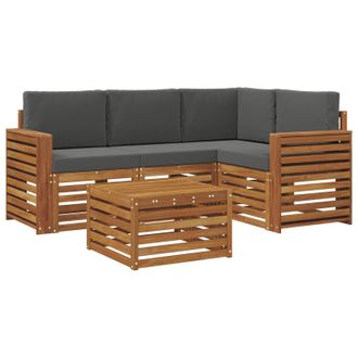 vidaXL Conjunto De Sof&aacute;s De Exterior 5 Pcs Natural Y Antracita Vidaxl