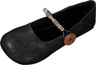 Generic Womens Mary Jane Shoes Wide Width Flats Round Toe Breathable Lightweight Foldable Comfortable Casual Ballet Flats Work Parties Black