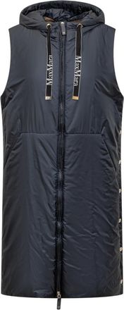 Max Mara Blue Solid Hood Jacket