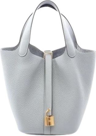 Herm&egrave;s Pre-owned Bucket Bag - Dames - Vintage Tas - Grijs - ONE Size - Leer - Vintage