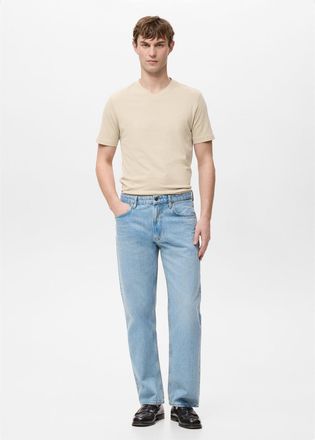 Mango Maglietta 100% cotone collo a V slim-fit beige - Uomo - XXL - MANGO MAN