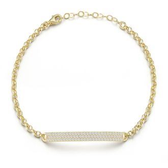 Glaze Jewelry Sterling Silver Thin Pave ID Bracelet