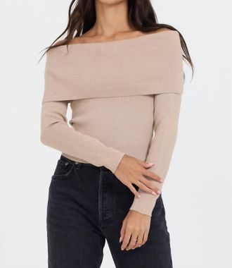 Vintage Havana Off Shoulder Sweater In Heather Oatmeal