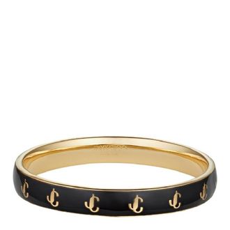 Jimmy Choo London JC Enamel Metal and Amber Bangle, Size L