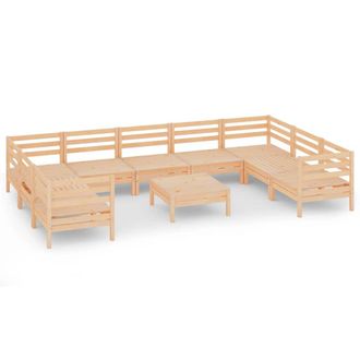 vidaXL Set Salotto Da Giardino 10 Pz In Legno Massello Di Pino Vidaxl
