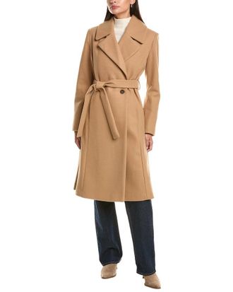 CeCe by Cynthia Steffe Bow Back Belt Double-Breasted Wrap Coat