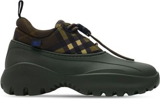 Burberry Check Scoot trek sneakers - men - Polyester/Calf Leather/Polyester/Calf Leather/Goat Skin/Rubber - 42.5 - Green