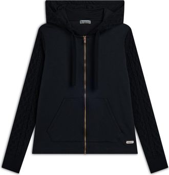 Freddy Felpa zip e cappuccio con tasche a marsupio e dettagli tricot