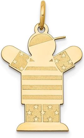 Diamond2Deal 14k Yellow Gold The Kids Small Stars and Stripes Boy Engravable Love Charm Pendant